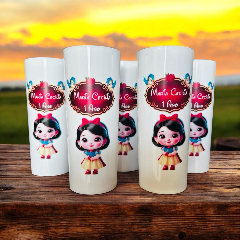 Copo long drink personalizado Branca de neve baby