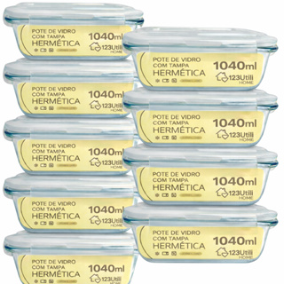 Kit 4 Potes Vidro 1040ml Hermético Marmita Forno Refratário Transparente em Oferta na Shopee