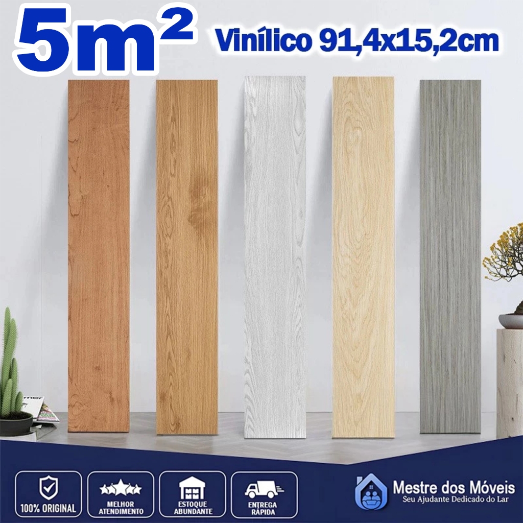 5m²/36PÇS Piso Vinílico Autocolante Adesivo À Prova d'Água Régua de Textura de Madeira 91,4cmx15,2cm em Oferta na Shopee