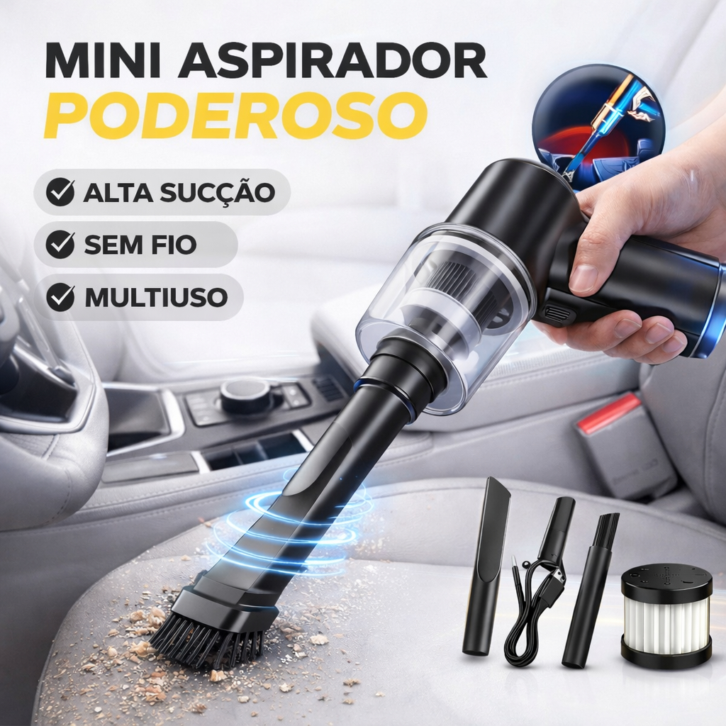 Mini Aspirador Portátil Sem Fio Potente Automotivo Carro Teclado Recarregável painel compacto