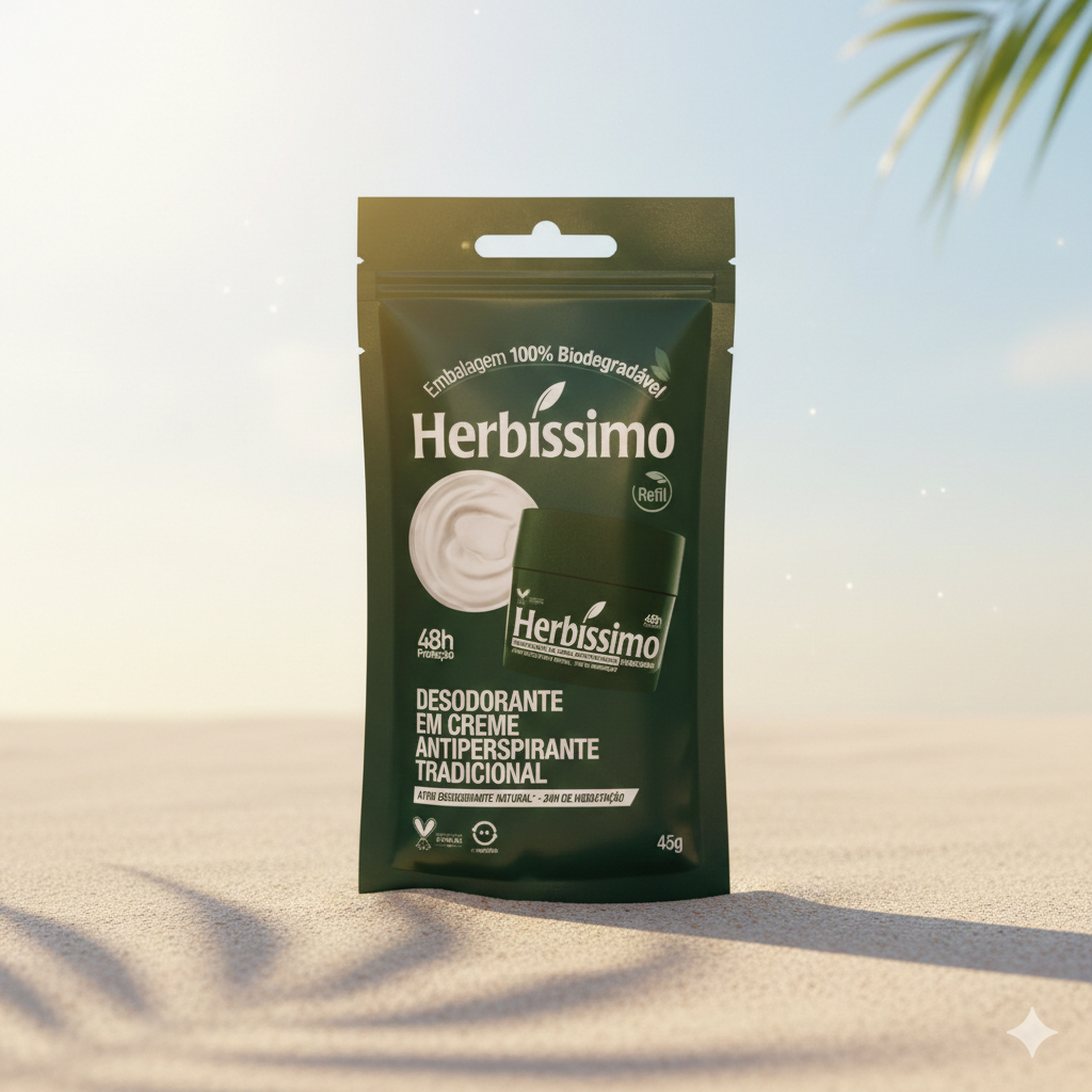 Sachê Refil Desodorante Creme Antitranspirante Herbissimo Tradicional 45G em Oferta na Shopee