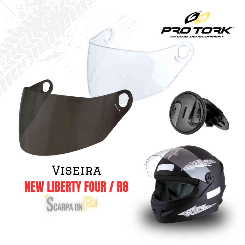 Viseira New Liberty 4 e R8 Fumê / Cristal Botão Reparo Original - Pro Tork em Oferta na Shopee
