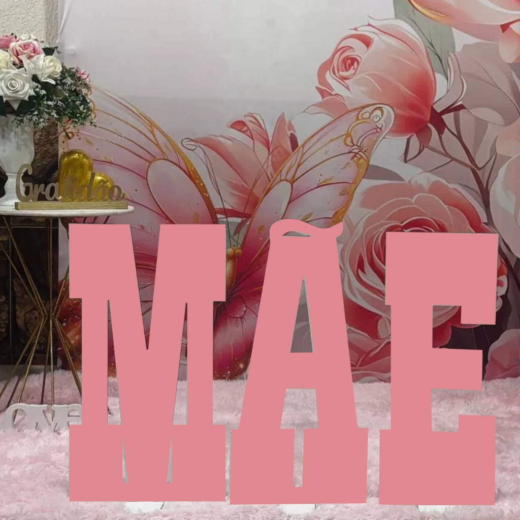 MÃE em mdf BRANCO ou Rosa 60cm de altura Fica em Pé Decoração Festas!! em Oferta na Shopee