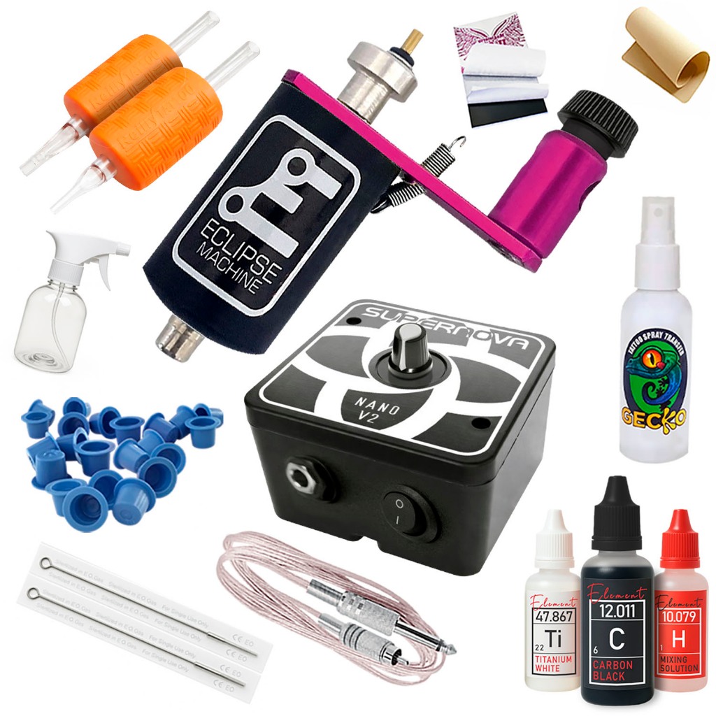 Kit de Tatuagem com Máquina Rotativa Rosa Eclipse Machine Tattoo e Fonte Supernova em Oferta na Shopee