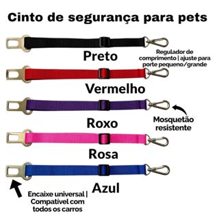 Cinto de segurança pet ajustável para todos os veículos regulador para porte pequeno ao grande em Oferta na Shopee