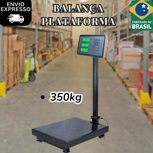 Balança Plataforma 300kg 350kg com Mastro Haste Bivolt Digital Com Bateria Litio recarregavel