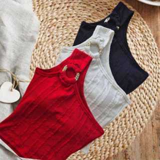 Croppeds Femenino Mula Manca Con Bojo-Con Detalhe Argolha No Hombro En Varias Cores em Oferta na Shopee