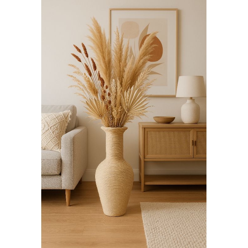 vaso grande Alto Boho chic, vaso alto Decorativo, capim dos pampas ,plumas ,decoração, vaso rústico
