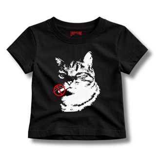 Baby Tee Estampa Y2k Gato  Feminina Estampada Estilo Retrô Casual Tumblr Corte Reto Algodão Macio em Oferta na Shopee