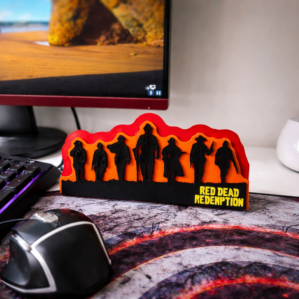 Placa Gamer Red Dead Redemption - Jogo Sony PS5 - Decoração Setup Quarto Gamer Letreiro Plaquinha Colecionável Rockstar
