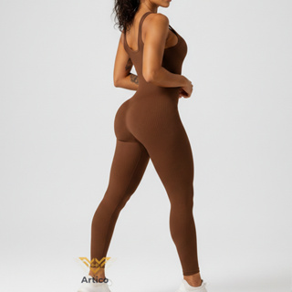 Macacão Longo Feminino Fitness Canelado Premium Academia Com Bojo Zero Transparencia em Oferta na Shopee