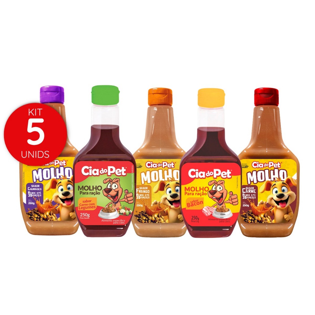 Kit com 5 Unidades de Molho Cia do Pet para Ração Pet – 250g Cada em Oferta na Shopee