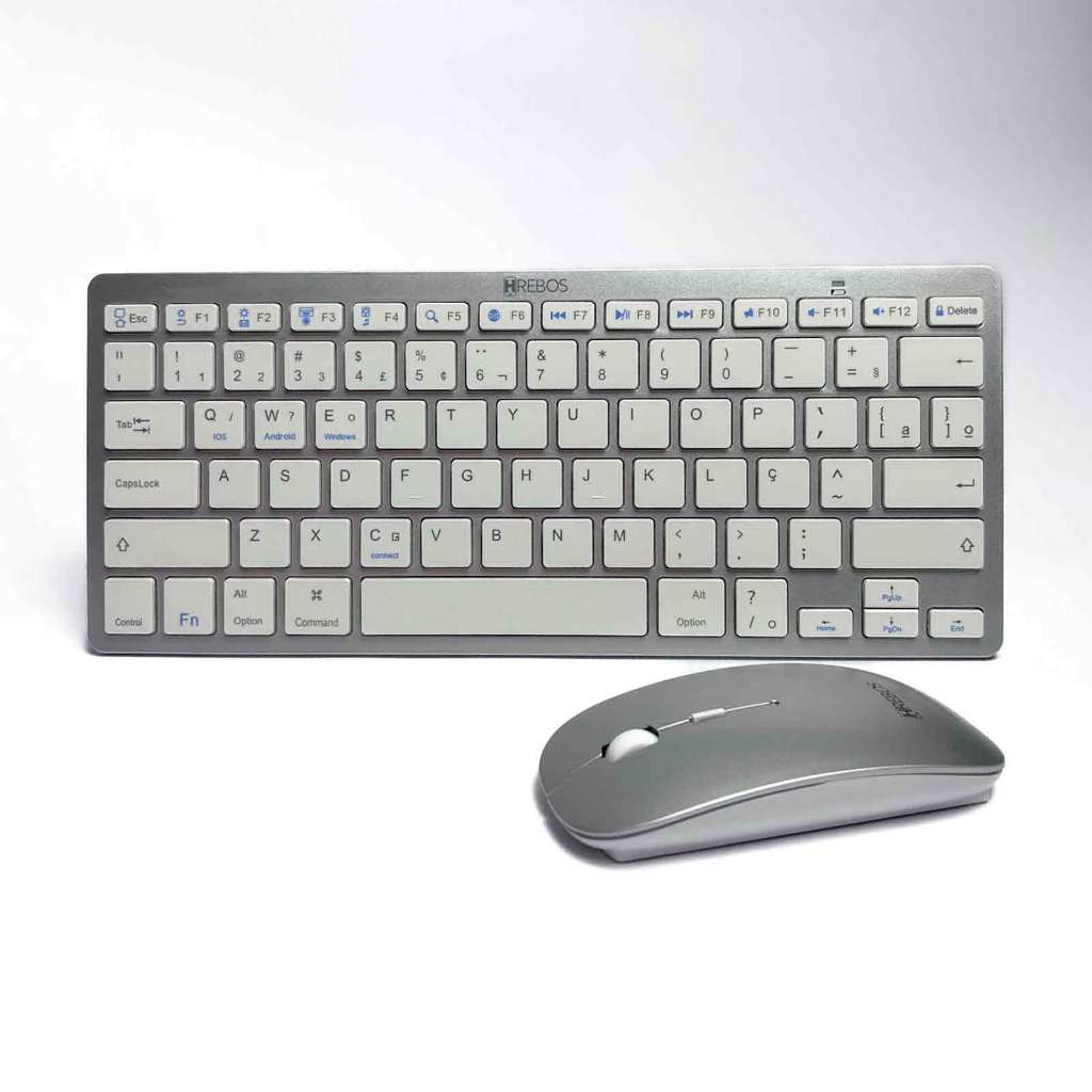 Kit Teclado + Mouse Sem Fio Premium Dual Conect Bluetooth e Wireless Alcance 10Metros - HS-750K