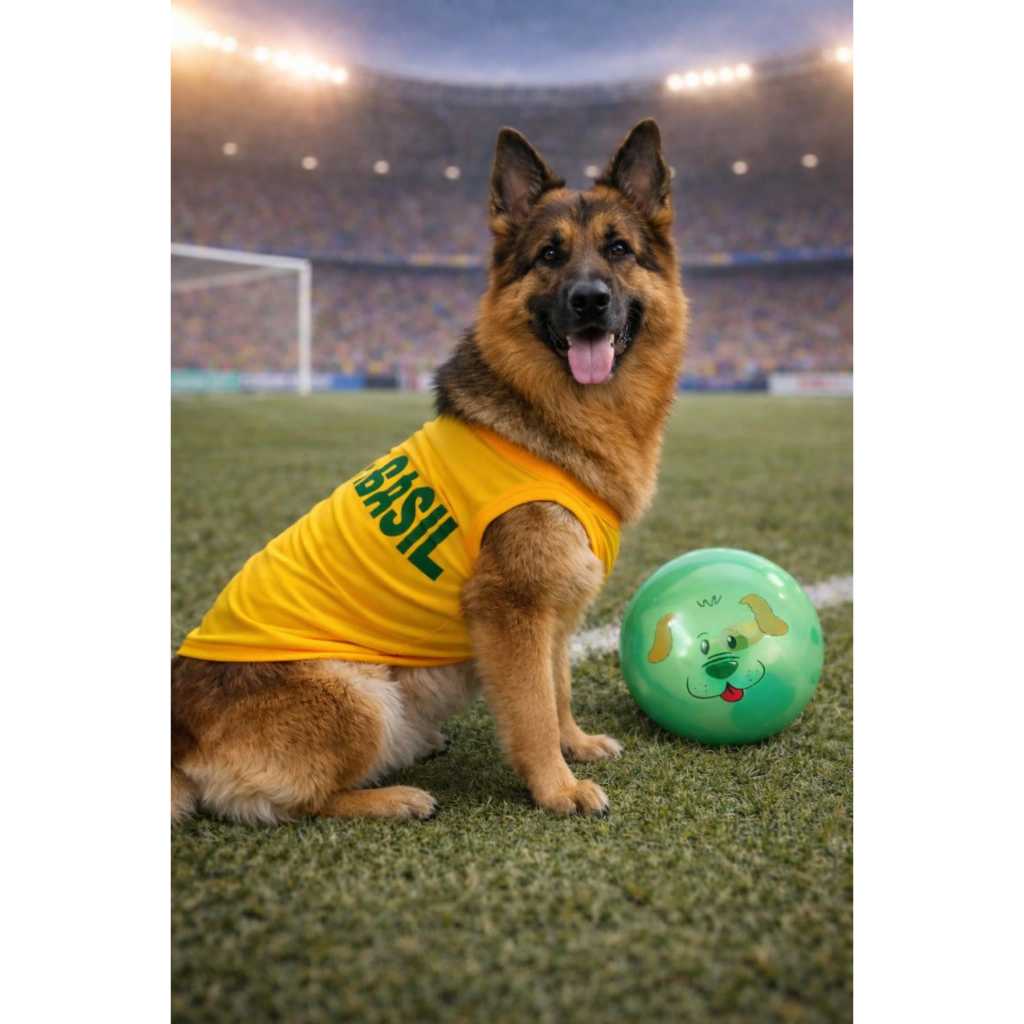 Roupinha Pet Brasil Camisa - Copa Cães E Gatos Tamanho 1 ao 5 Roupa Pet Brasil Golden Pastor Alemao
