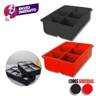 Kit Forma Silicone Gelo Grande 6 Cubos Flexível Forminha Maleável Drink Whisky Chocolate Gelatina em Oferta na Shopee