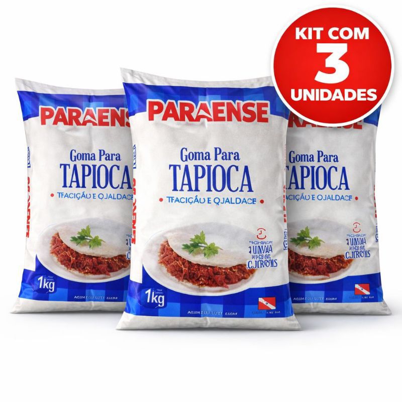 Kit 3 Goma de Tapioca Paraense 1kg Tradicional – Sem Glúten