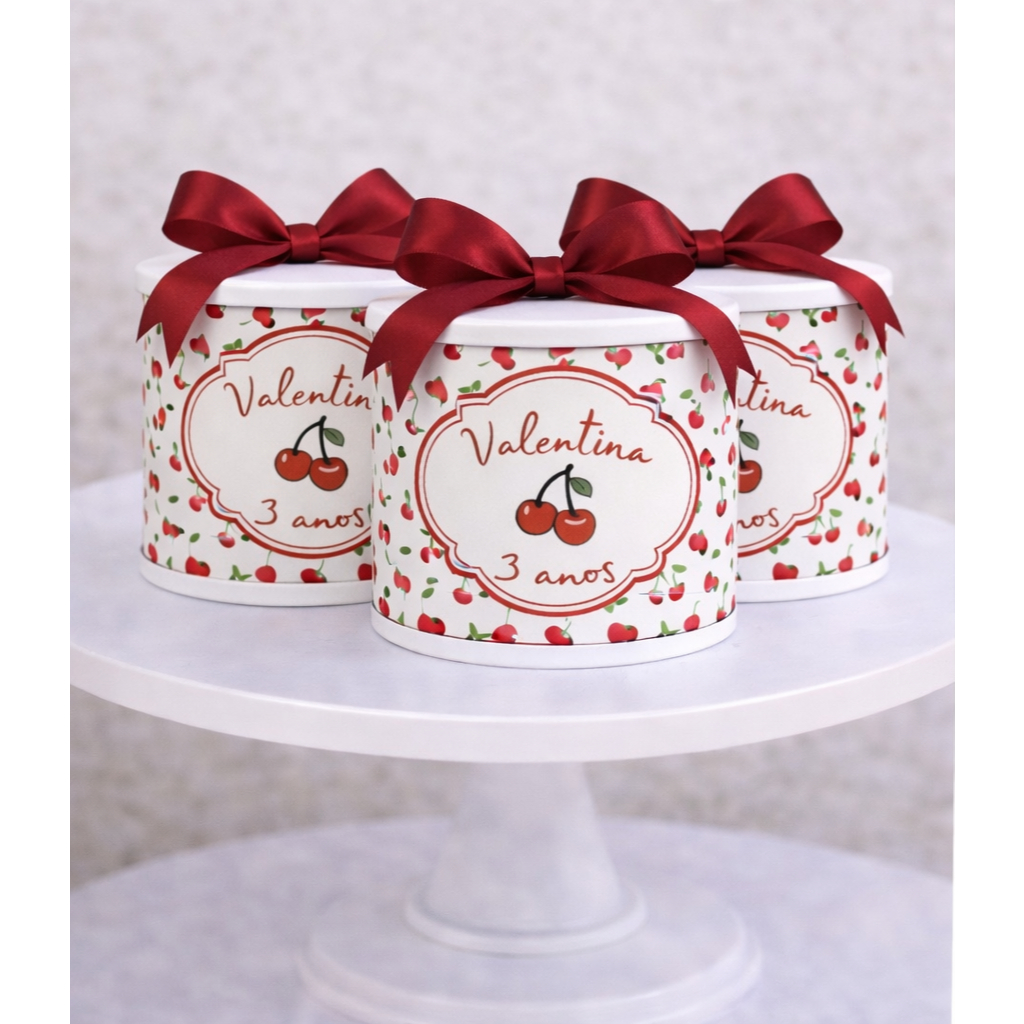 Kit tubolatas personalizadas Cerejinha • Lembrancinha maternidade | batizado | aniversário • 5x6