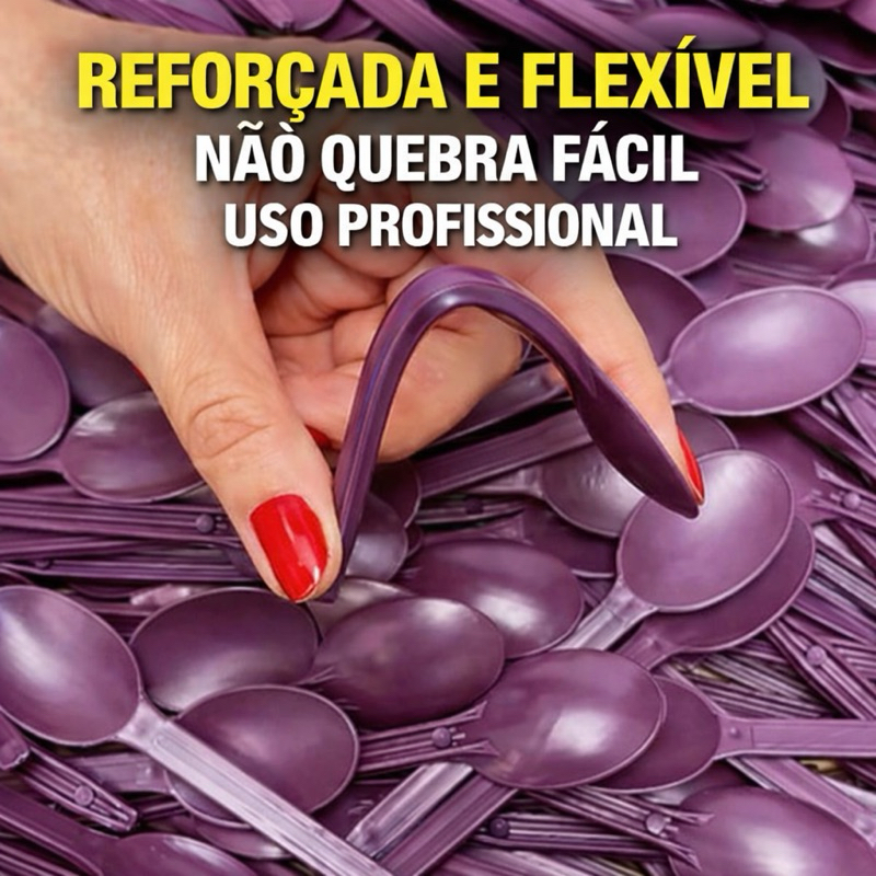 Colher Roxa Reforçada – Uso Para Festa e Sobremesa | Kit 200 a 700 unid