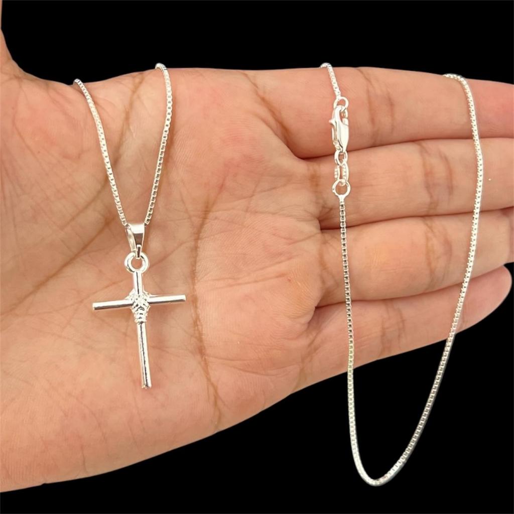 Corrente Masculina de Prata 925 com Crucifixo Pequeno folheado Colar Fino veneziana 50cm 60cm em Oferta na Shopee