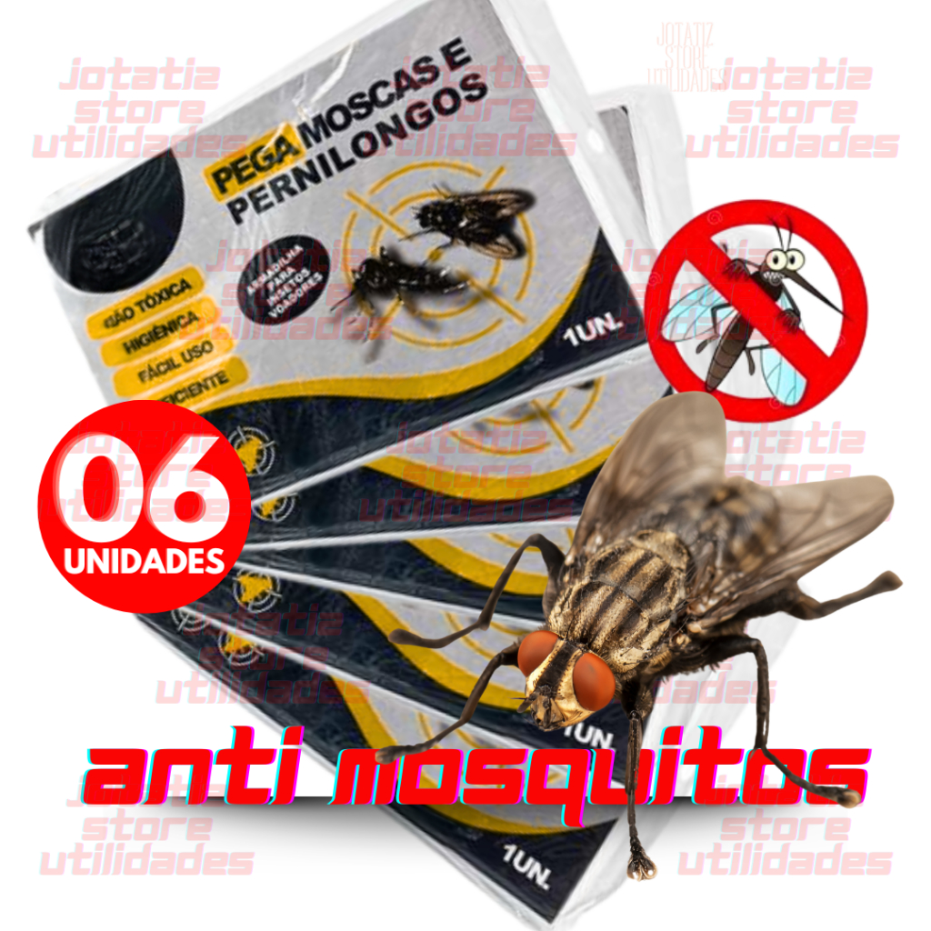 Pega Mosca Armadilha Adesiva Mosquito Mosca Muriçoca Dengue Inseticida Eficiente Kit Com 6 a 3 Un