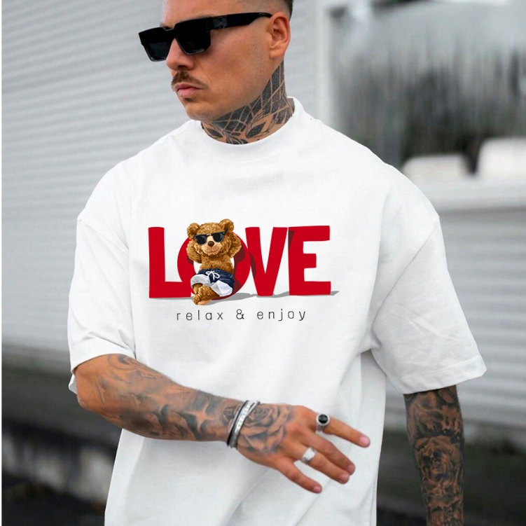 Camiseta Oversized Love Premium Academia Confortavel Blusao  Urso Treino Maromba Fitness