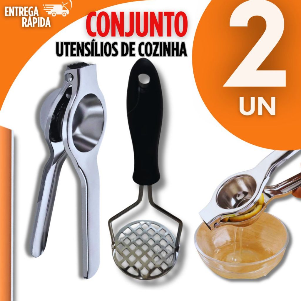KIT Espremedor de Limão + Amassador de Batatas Premium Utilidades Multiuso Qualidade Excelente