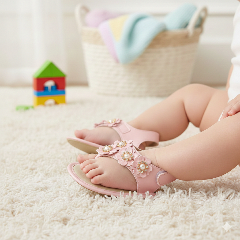 Sandalia Bebe Mania Menina Flor Verao Rosa 30-02