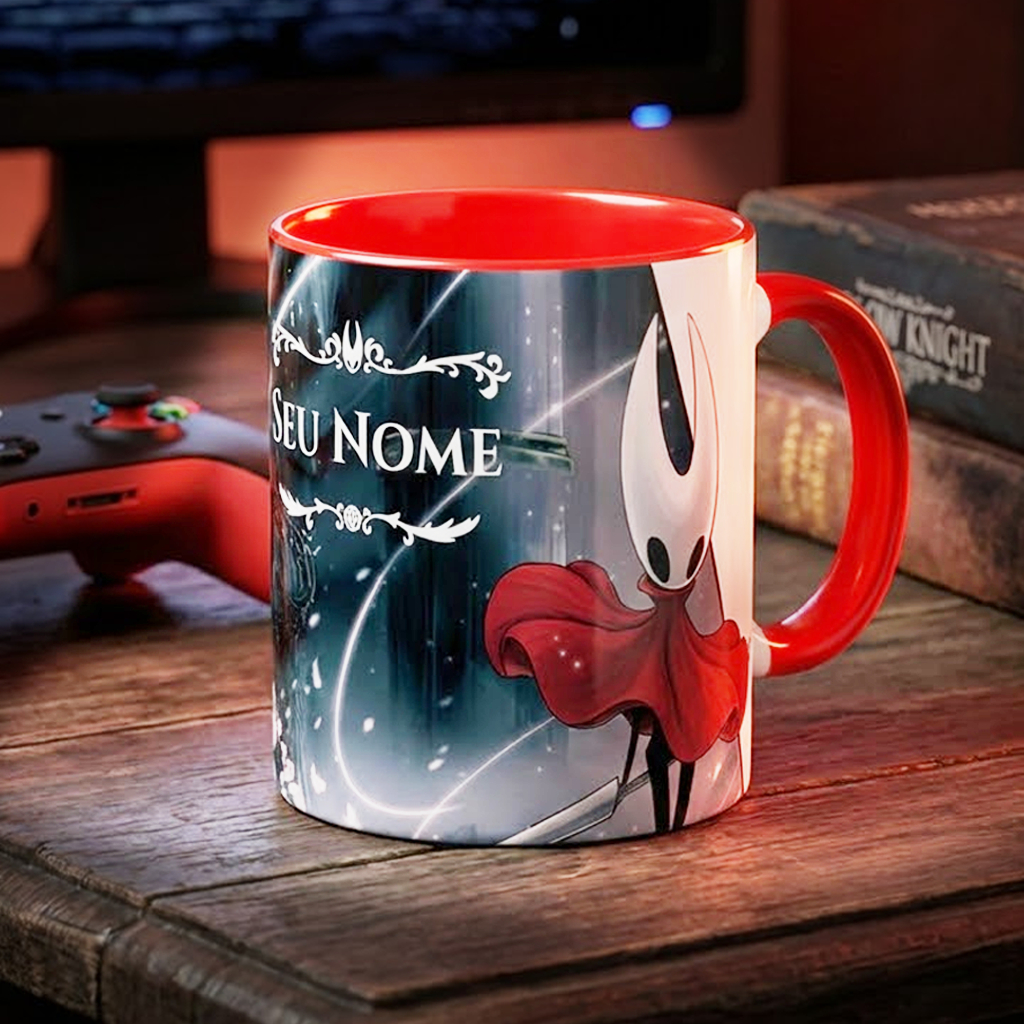 Caneca Personalizada Hollow Knight Silk Song Hornet 325ml Com Seu Nome