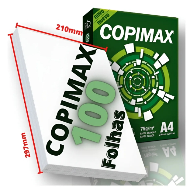 Papel Sulfite A4 Copimax Pacote 100 Folhas Branco Promoção Branco