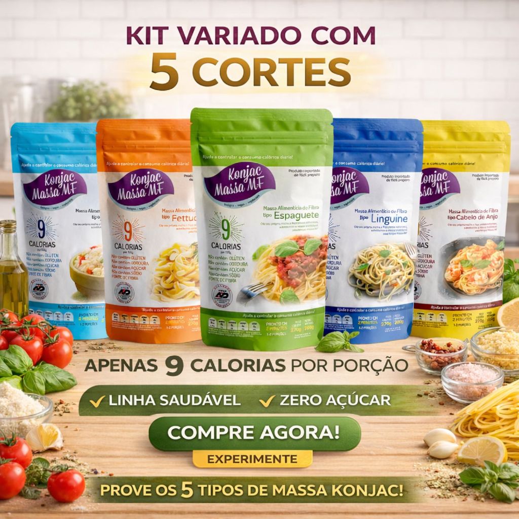 Kit 5 Konjac Massa De 200g Tipo Macarrão Alimentação Saudável Fitness Preparo Rápido