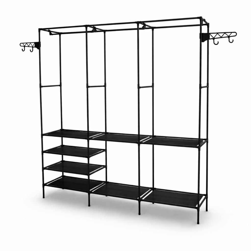Organizador Arara 3 Divisórias Metal Com Cabides Para Roupa em Oferta na Shopee