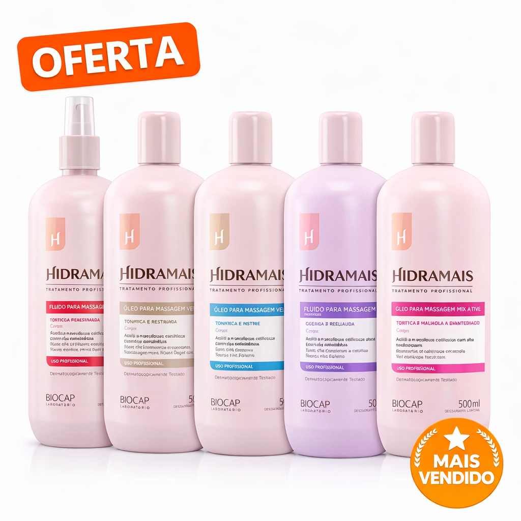 Óleo e Fluído para Massagem - Neutro, Mix Ative e Termoativado - 500ml - Hidramais