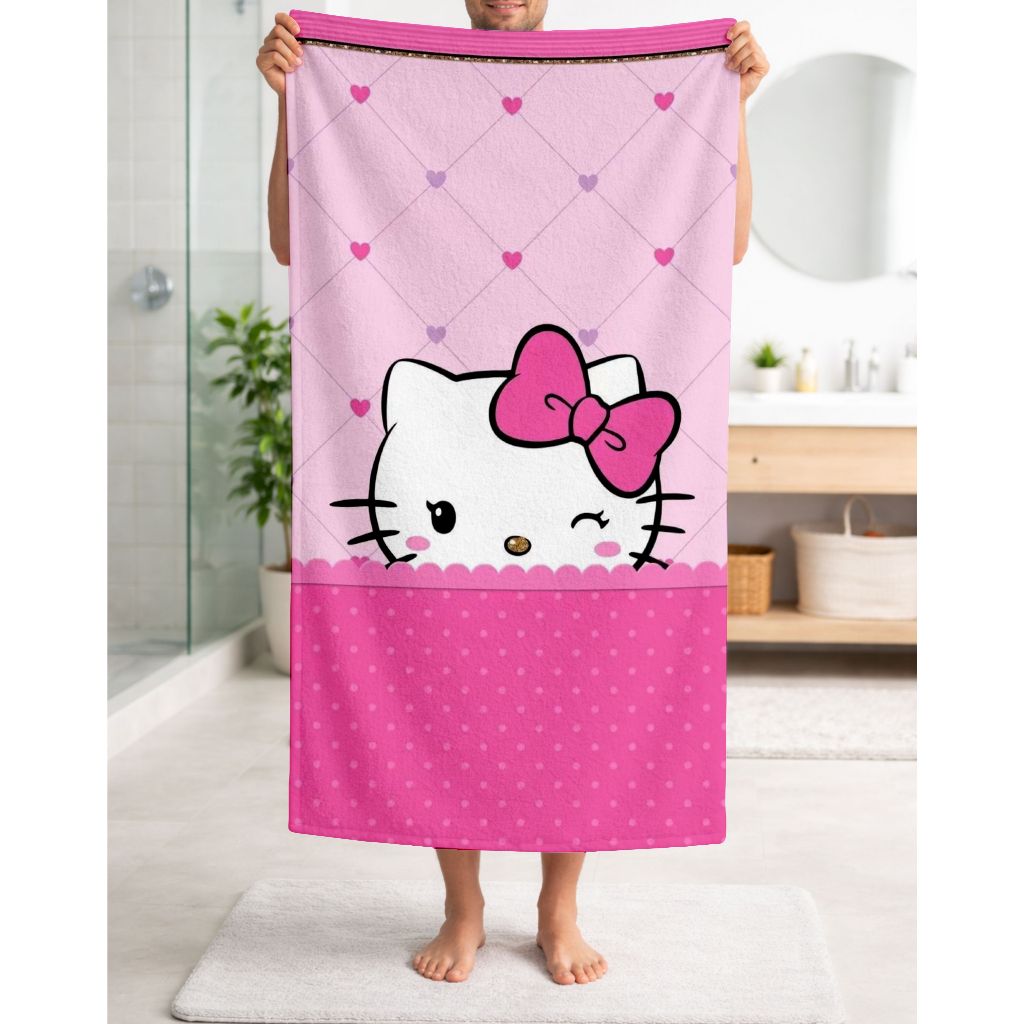 Toalha Grande de Banho Praia  1,40x70cm Temática Hello Kitty em Oferta na Shopee