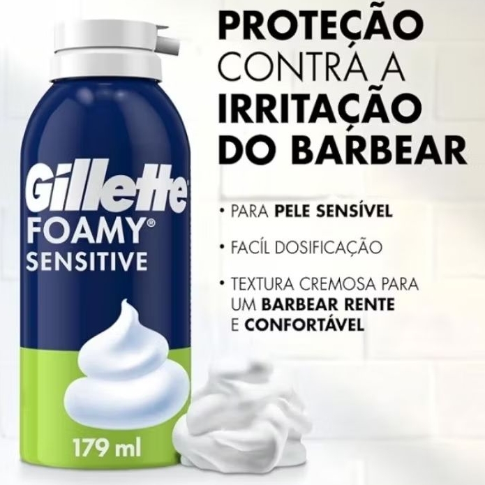Gillette Espuma De Barbear Foamy Sensitive 175G