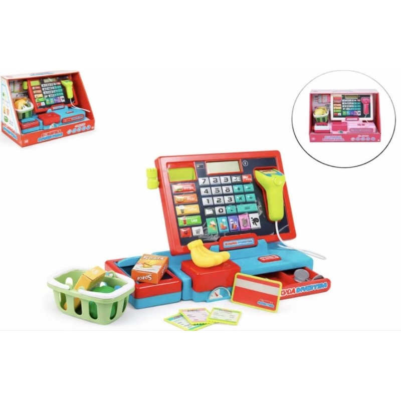 Caixa Registradora Infantil Mercado Brinquedo  Educativo  Com  Calculadora Scanner Luz e Som Criança