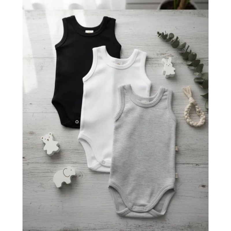 Kit Três Body Regata Sem Manga Cavado Infantil Bebe P M G- B em Oferta na Shopee