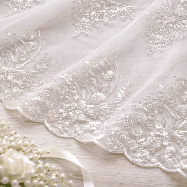 VARIAS CORES TECIDO RENDA TULE BORDADO FLORAL PARA CASAMENTO – DELICADEZA E SOFISTICAÇÃO PARA NOIVAS E FESTAS