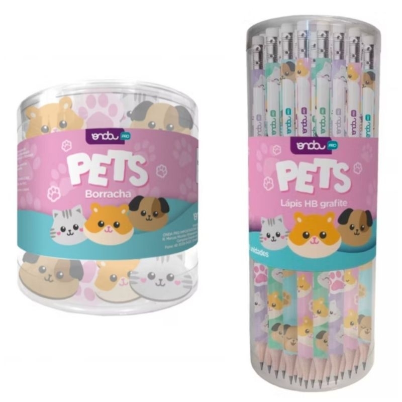 Lápis de escrever Pets - Borracha  Pets - Onda Pro Lapis Gato Cachorrinho Mercur