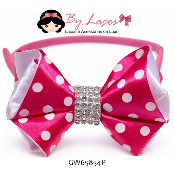 TIARA ARCO COM LAÇO INFANTIL ROSA POÁ ESTILO MINNIE LUXO STRASS, TIARA ANIVERSÁRIO, ESCOLA, FESTA