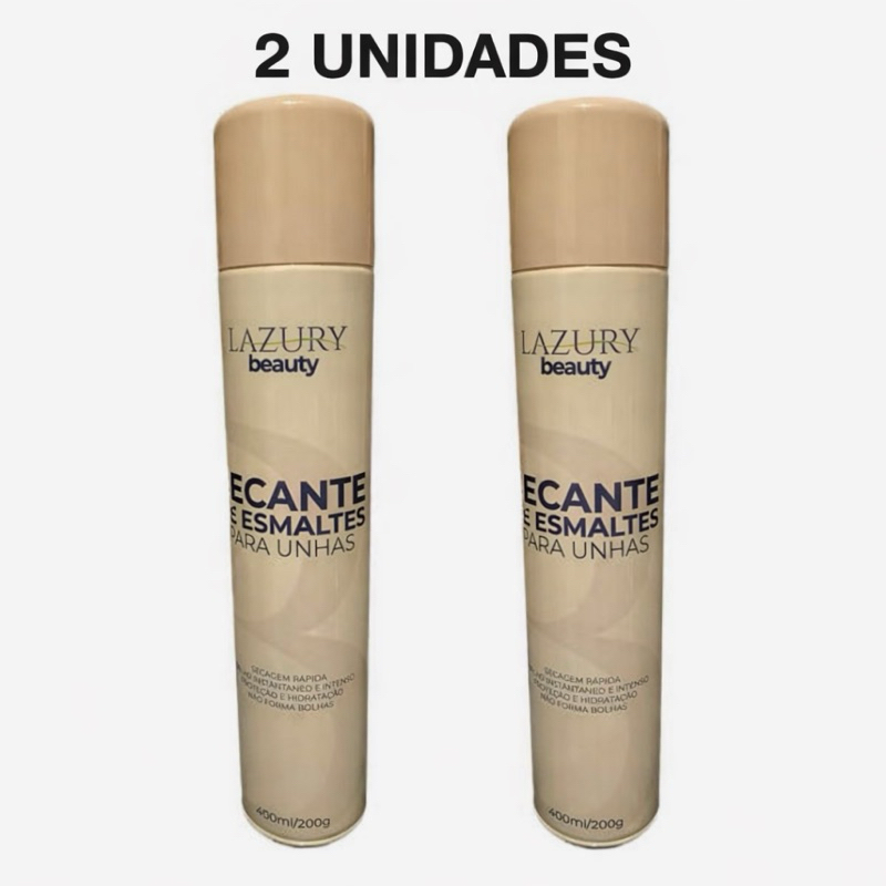 Kit com 2 Sprays Secante de Unha 400ml LAZURY(embalagem com tampa bege ou azul)