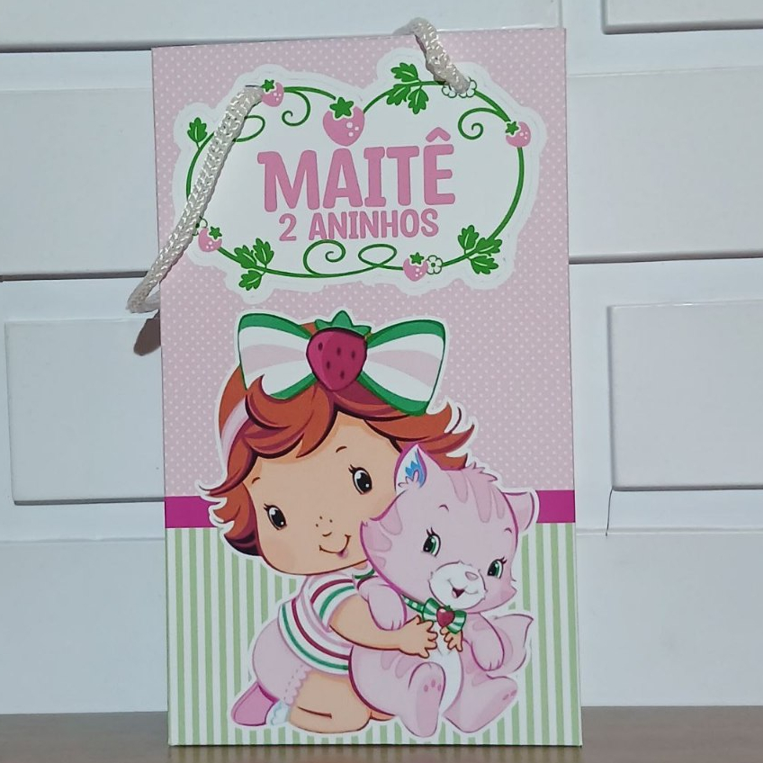 Sacolinha Personalizada Moranguinho Baby Aniversário Infantil Mimos e Lembrancinhas para Festa KIT PEGUE E MONTE