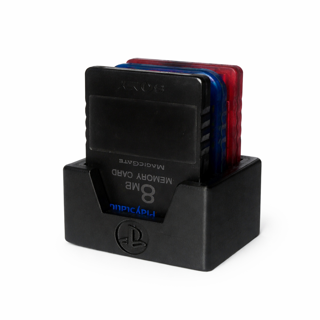 Base para 3 Memory Cards Playstation 1 e 2 (PS1 e PS2)