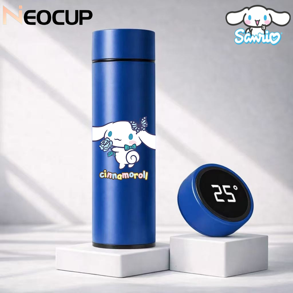 garrafa térmica aço inoxidável DISNEY SANRIO x CINNAMOROLL com termômetro digital 500ml em Oferta na Shopee