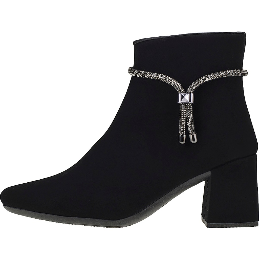 Bota Feminina Shekinah Bico Fino Salto Cano Curto Enfeite Strass Detalhe Confortável Ziper · foto 2