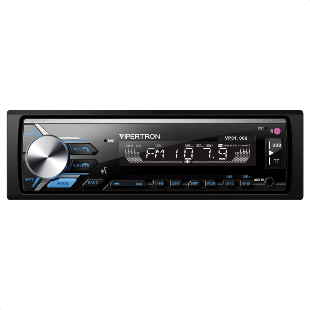 Rádio Automotivo Bluetooth MP3 USB FM 4x45W RCA AUX SD Aparelho Som Carro 180 W Tiger Auto Vipertron