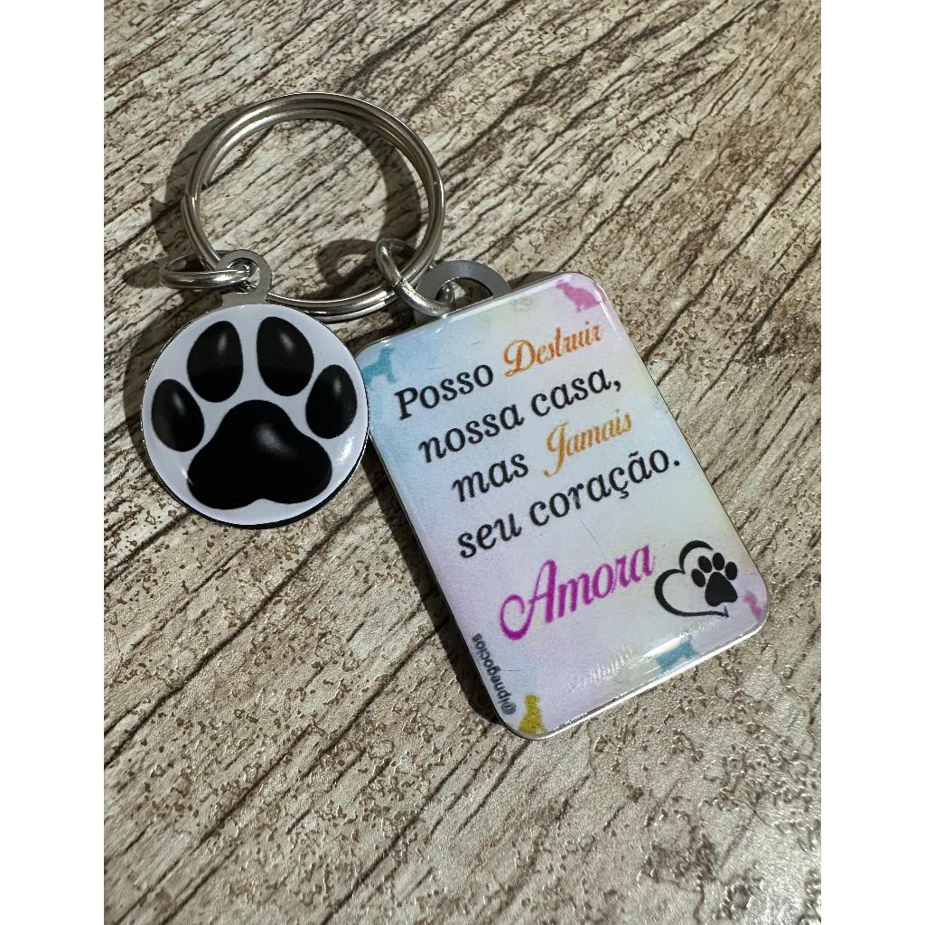 Chaveiro Pet Com Foto Personalizado + Pingente Patinha Metal Resinado - Envie sua Foto e Frase em Oferta na Shopee