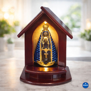 Capela de Madeira  com  luz e Imagem Nossa Senhora Aparecida de Pérola e Strass em Oferta na Shopee