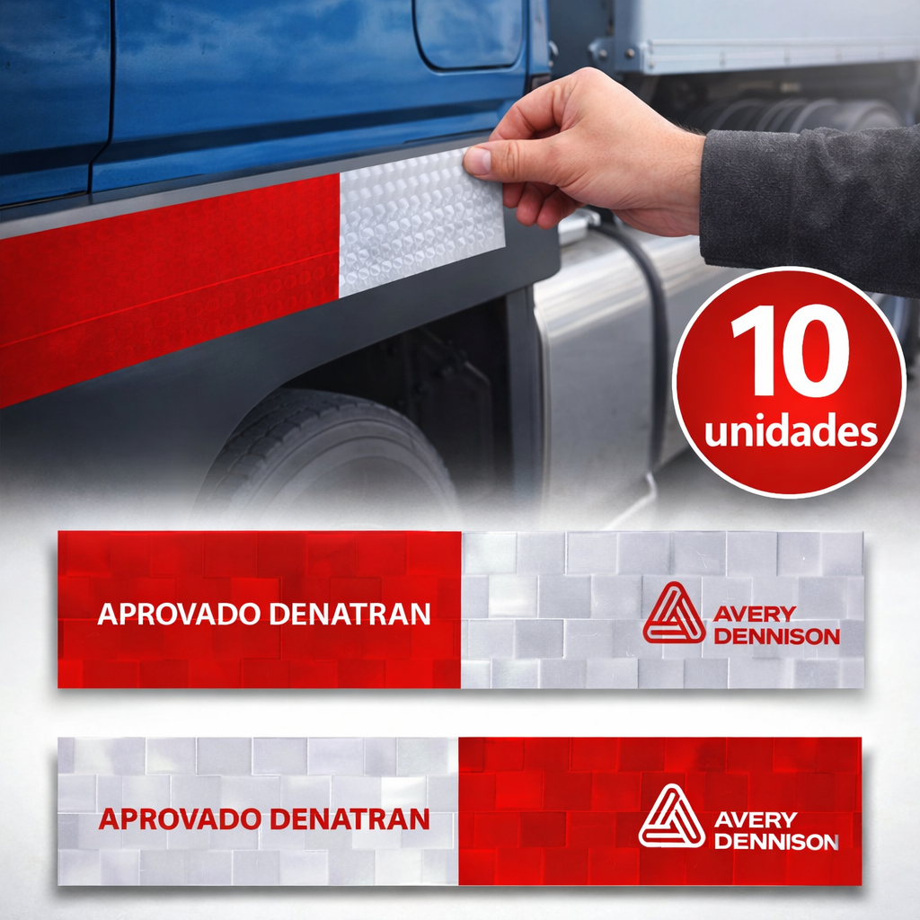 Kit 10 Faixas Refletivas Lateral Avery - Bau Moto Caçamba Van Carretinha Caminhão