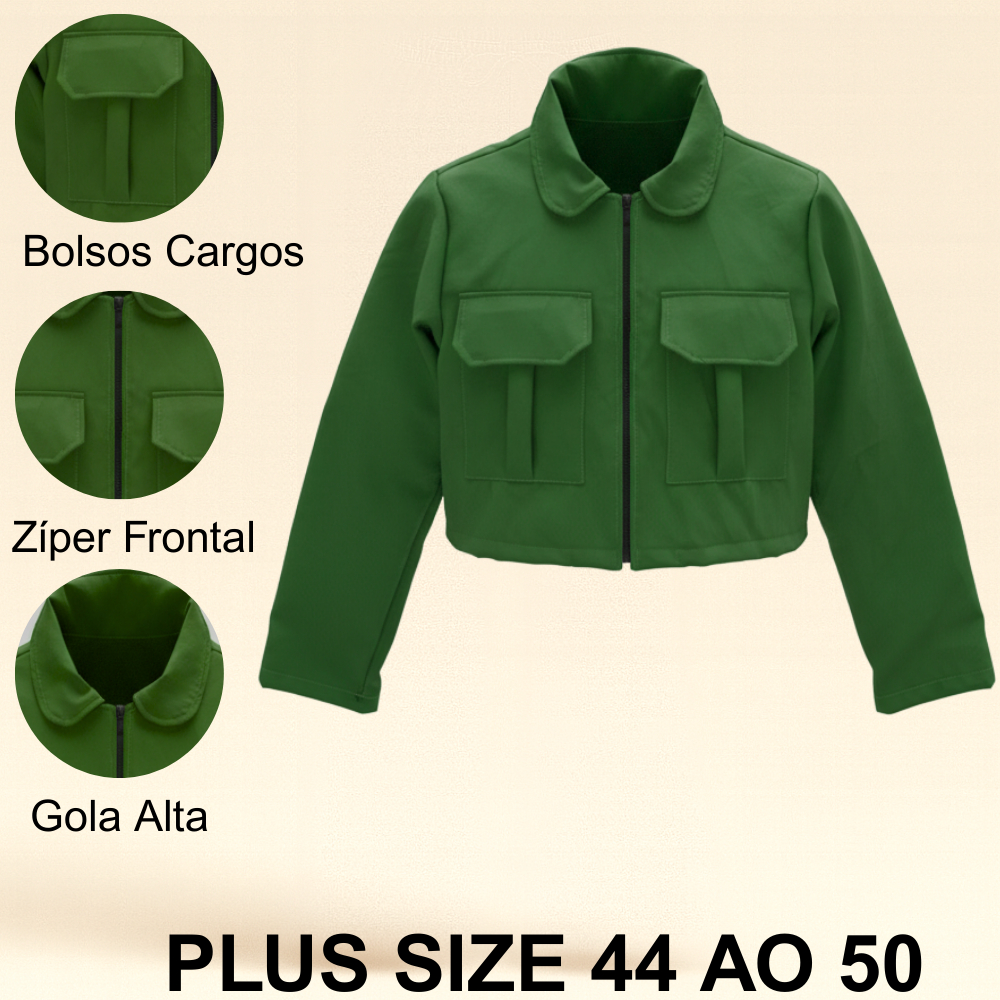 Jaqueta Plus Size Bomber Casaco de Frio Com Bolso Alfaiataria Cargo G1 G2 G3