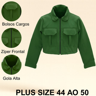 Jaqueta Plus Size Bomber Casaco de Frio Com Bolso Alfaiataria Cargo G1 G2 G3